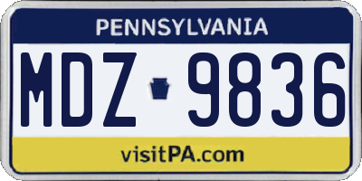 PA license plate MDZ9836
