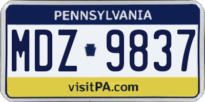 PA license plate MDZ9837