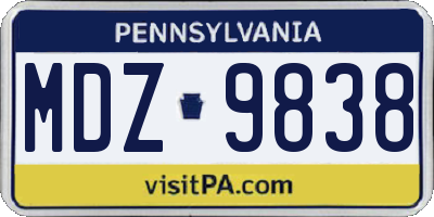 PA license plate MDZ9838