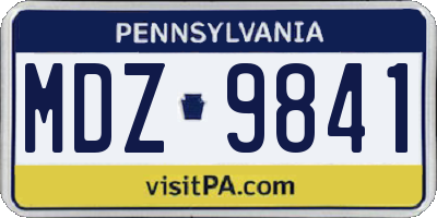 PA license plate MDZ9841
