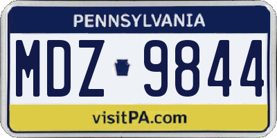 PA license plate MDZ9844