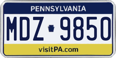 PA license plate MDZ9850
