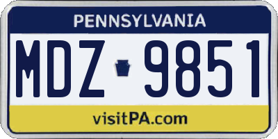 PA license plate MDZ9851