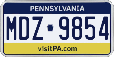 PA license plate MDZ9854
