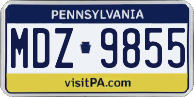 PA license plate MDZ9855