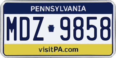 PA license plate MDZ9858