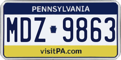 PA license plate MDZ9863