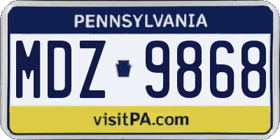 PA license plate MDZ9868