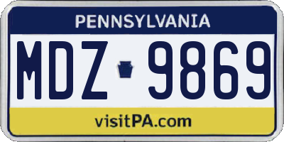PA license plate MDZ9869