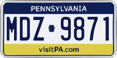PA license plate MDZ9871
