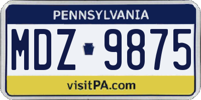 PA license plate MDZ9875