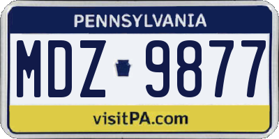 PA license plate MDZ9877