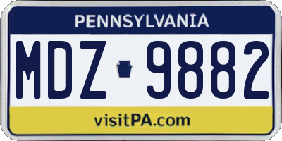 PA license plate MDZ9882