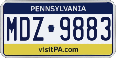 PA license plate MDZ9883