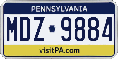 PA license plate MDZ9884