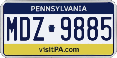 PA license plate MDZ9885