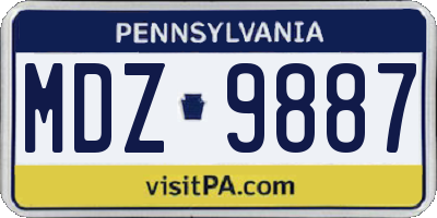 PA license plate MDZ9887