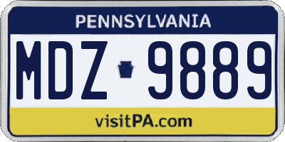 PA license plate MDZ9889