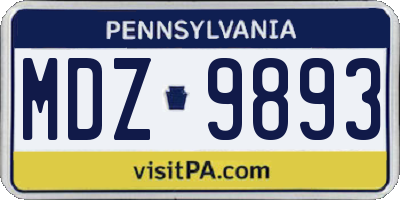PA license plate MDZ9893