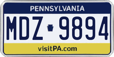 PA license plate MDZ9894