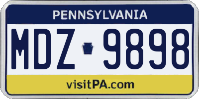 PA license plate MDZ9898