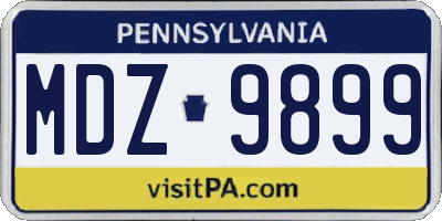 PA license plate MDZ9899