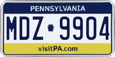 PA license plate MDZ9904