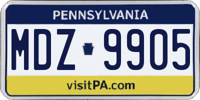 PA license plate MDZ9905