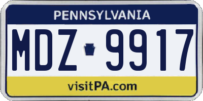 PA license plate MDZ9917