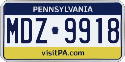 PA license plate MDZ9918