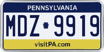 PA license plate MDZ9919