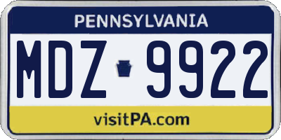 PA license plate MDZ9922