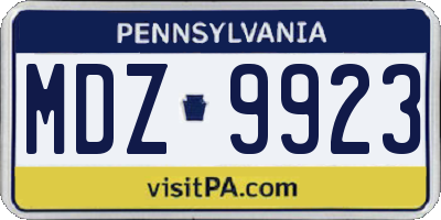 PA license plate MDZ9923