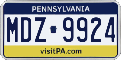 PA license plate MDZ9924