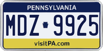 PA license plate MDZ9925