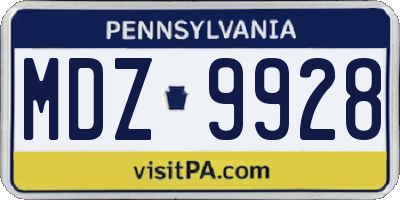 PA license plate MDZ9928