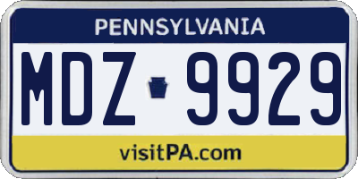PA license plate MDZ9929