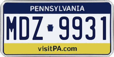 PA license plate MDZ9931