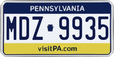 PA license plate MDZ9935