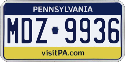 PA license plate MDZ9936