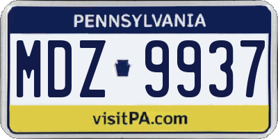 PA license plate MDZ9937