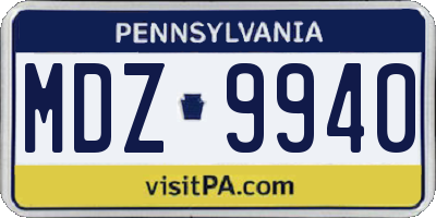 PA license plate MDZ9940