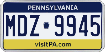 PA license plate MDZ9945