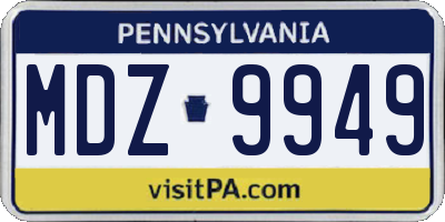 PA license plate MDZ9949