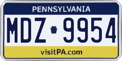 PA license plate MDZ9954