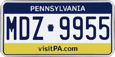 PA license plate MDZ9955