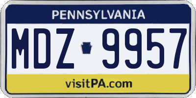 PA license plate MDZ9957
