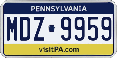 PA license plate MDZ9959