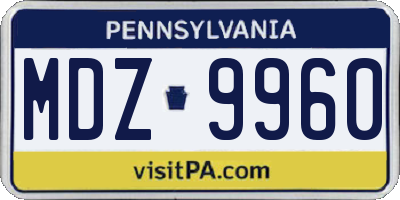 PA license plate MDZ9960
