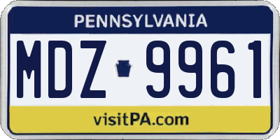 PA license plate MDZ9961